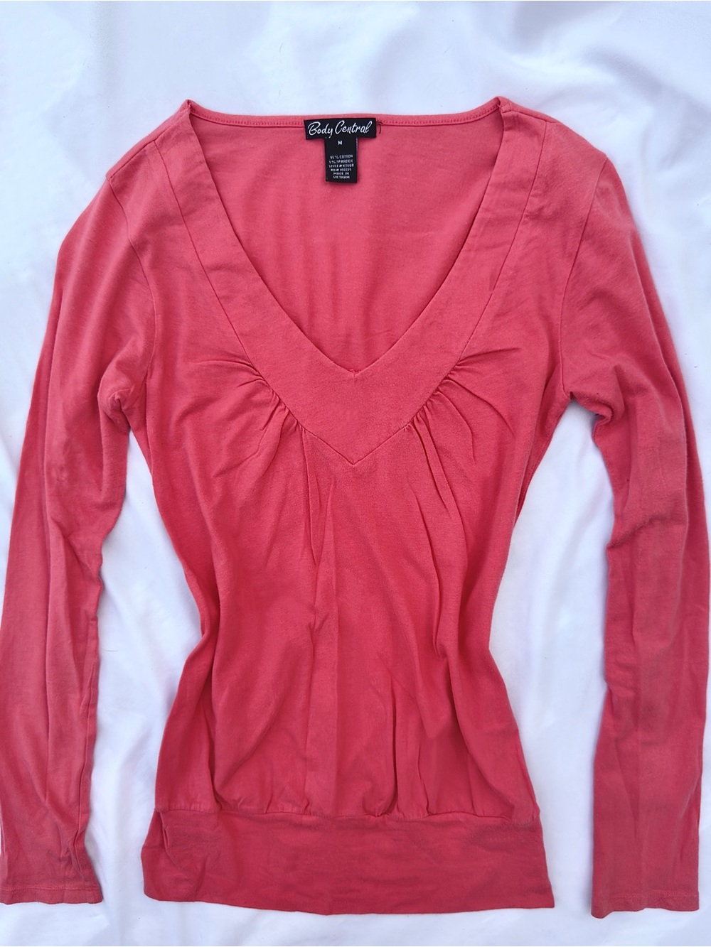vintage y2k body central pink cinched long sleeve tee size medium